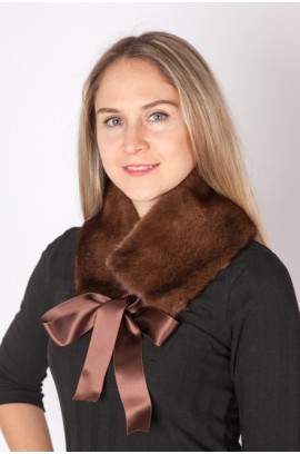 Mink fur collar-neck warmer